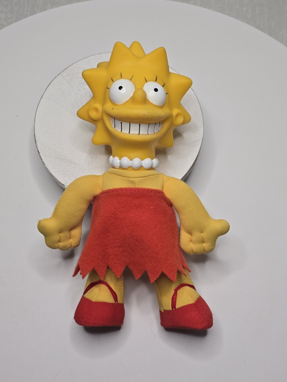 Vintage 1990 Lisa Simpson Plush Doll Hard Plastic Head Burger King Fox Toy